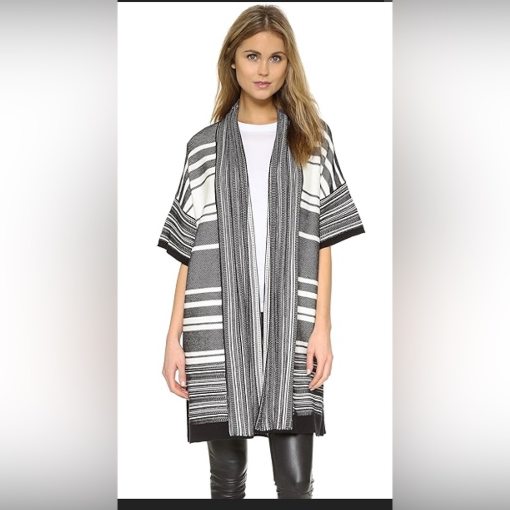 Vince Black and Cream Striped Cardigan